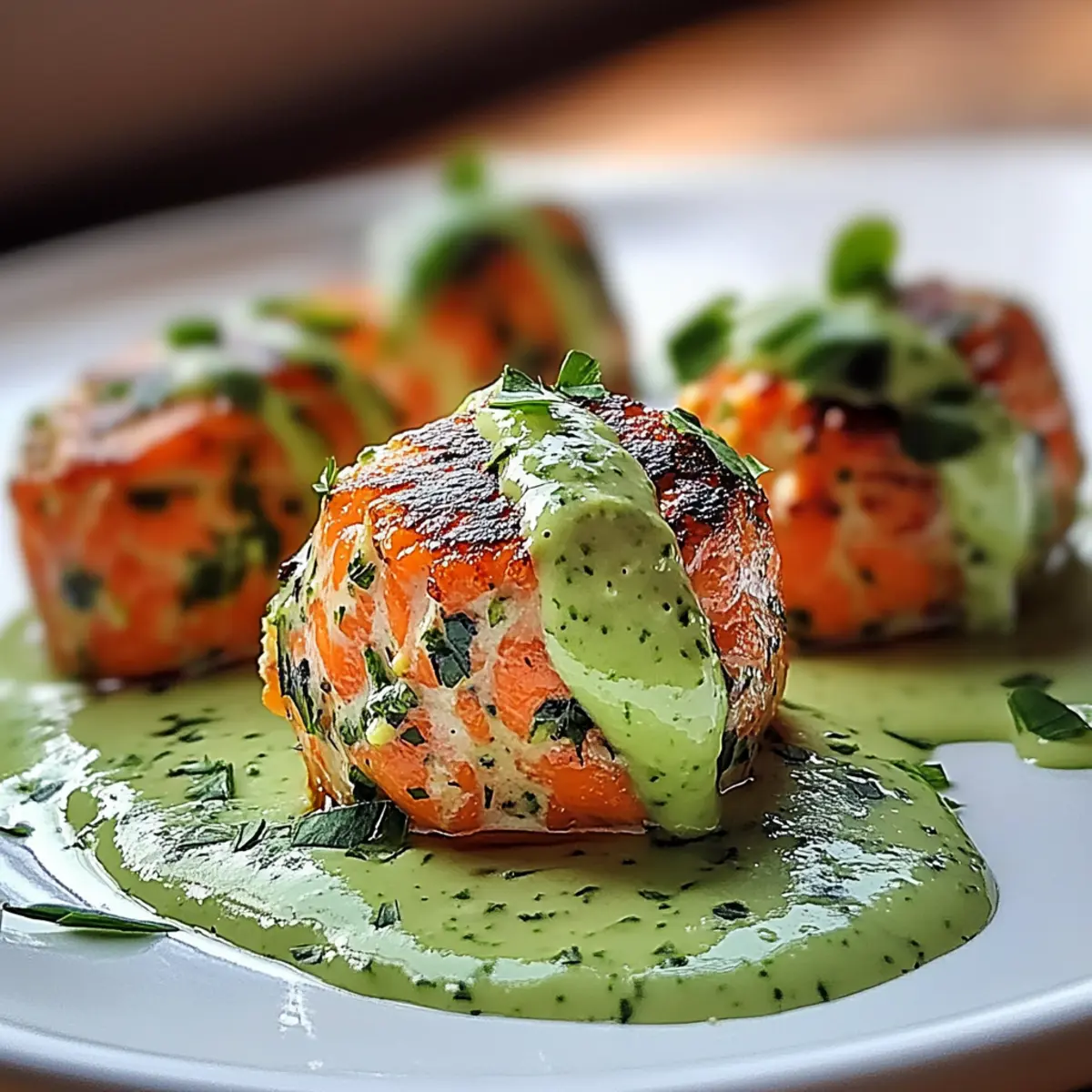 Salmon Balls with Avocado Sauce