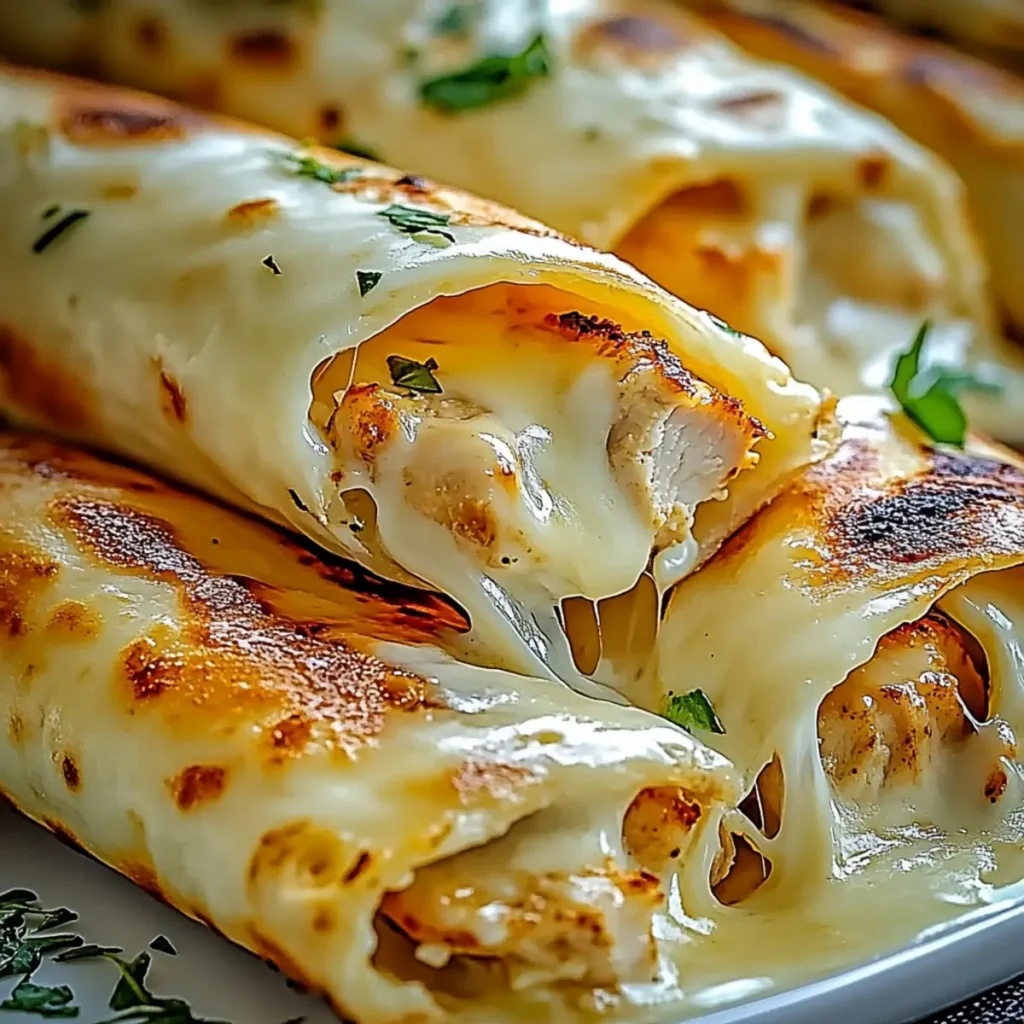Melty Garlic Chicken Wraps with Cheese