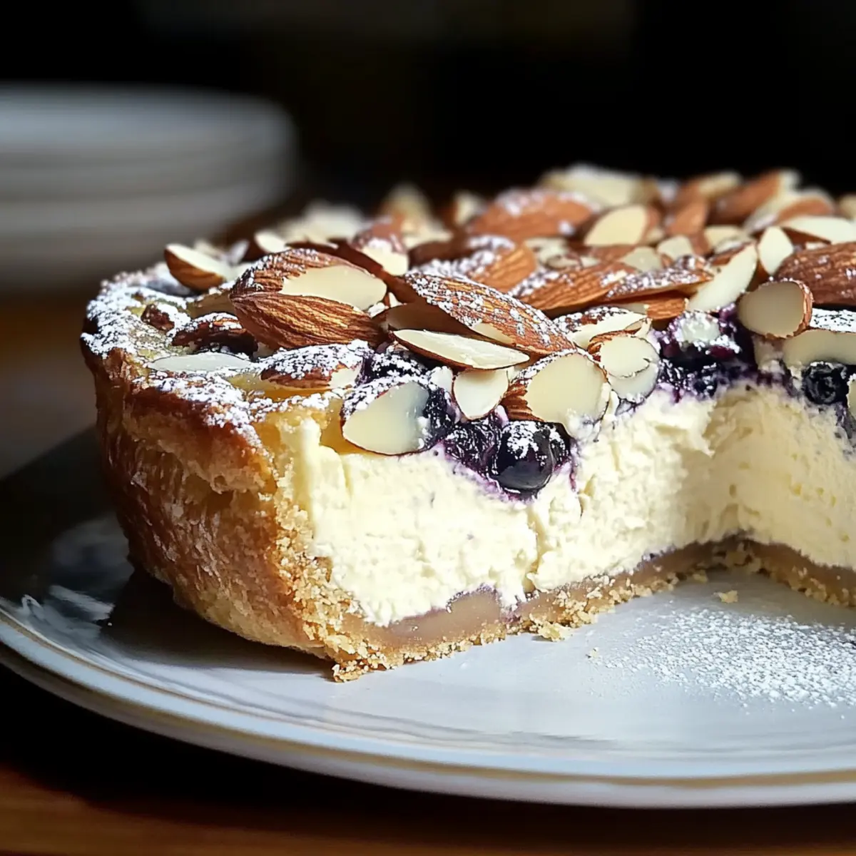 Blueberry Almond Croissant Cheesecake