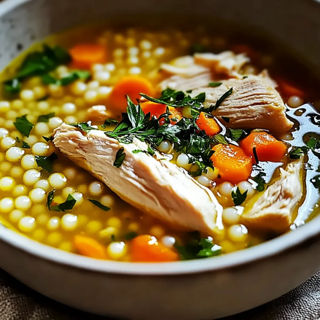 Chicken and Pearl Couscous Soup