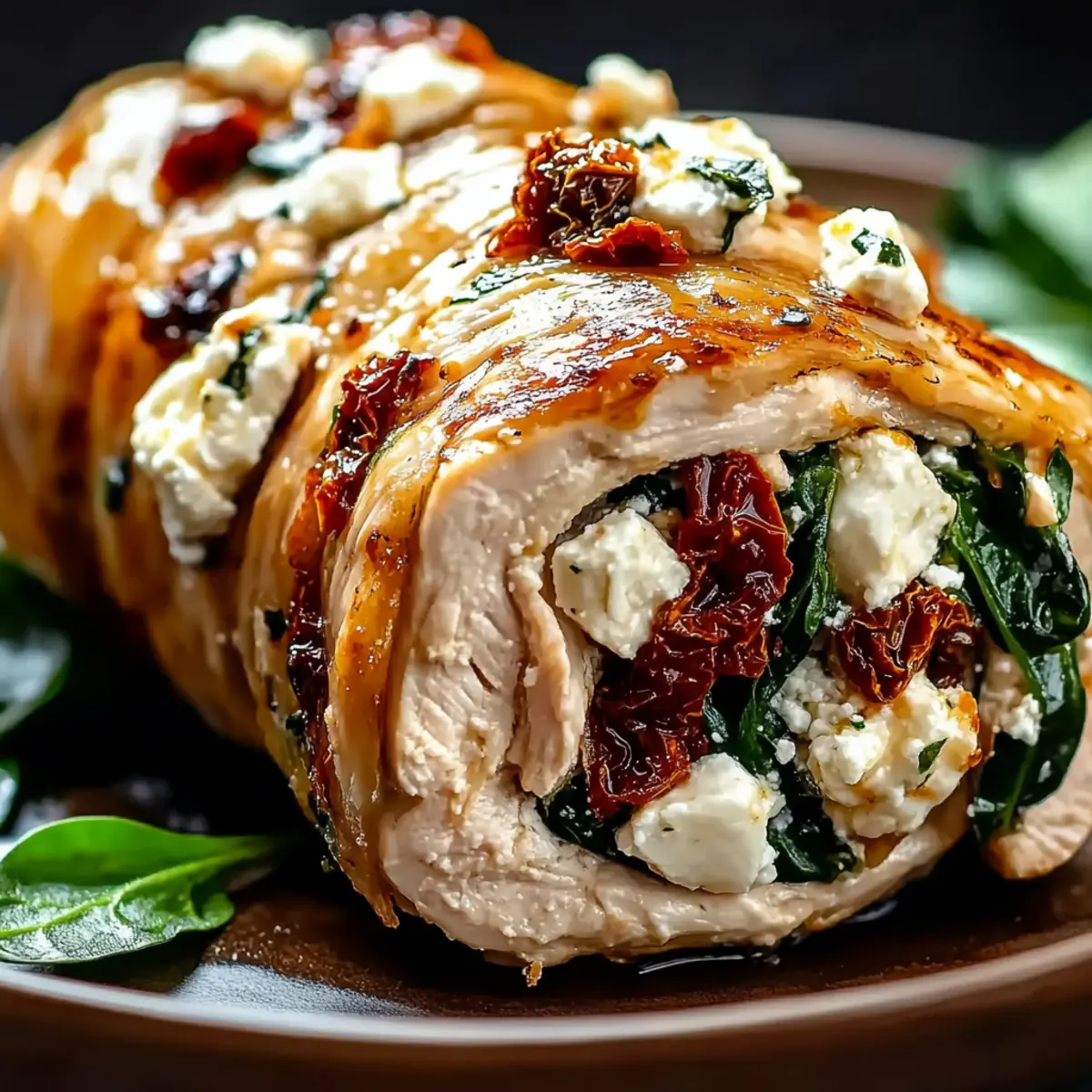 Delicious Rolled Up Chicken with Feta, Spinach, and Sun-Dried Tomatoes Recipe