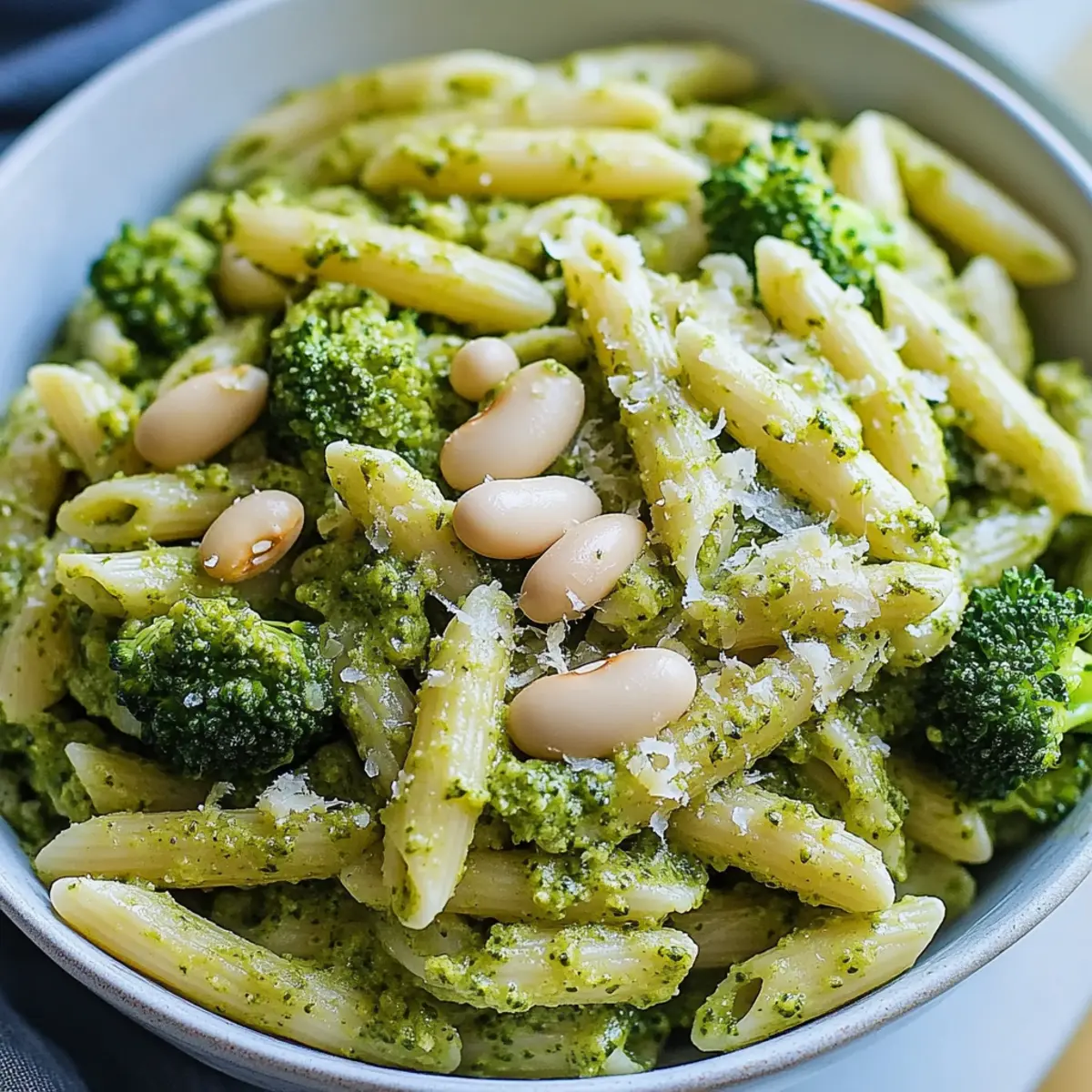 Pesto Pasta with Broccoli and White Beans