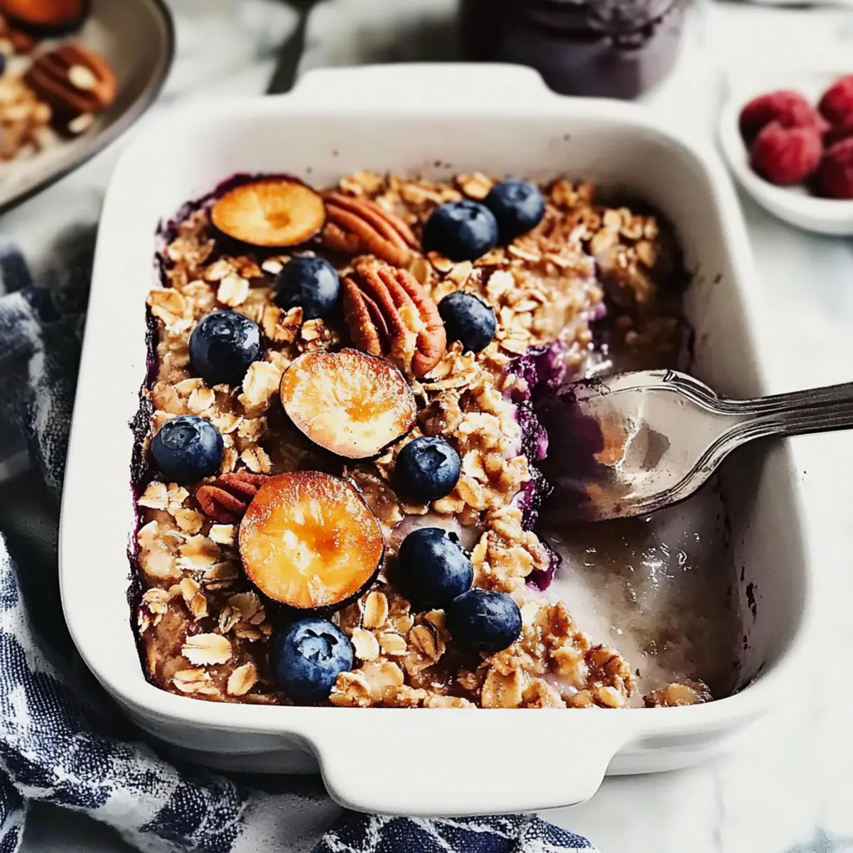 Easy Healthy Baked Oatmeal with Blueberries and Pecans Recipe