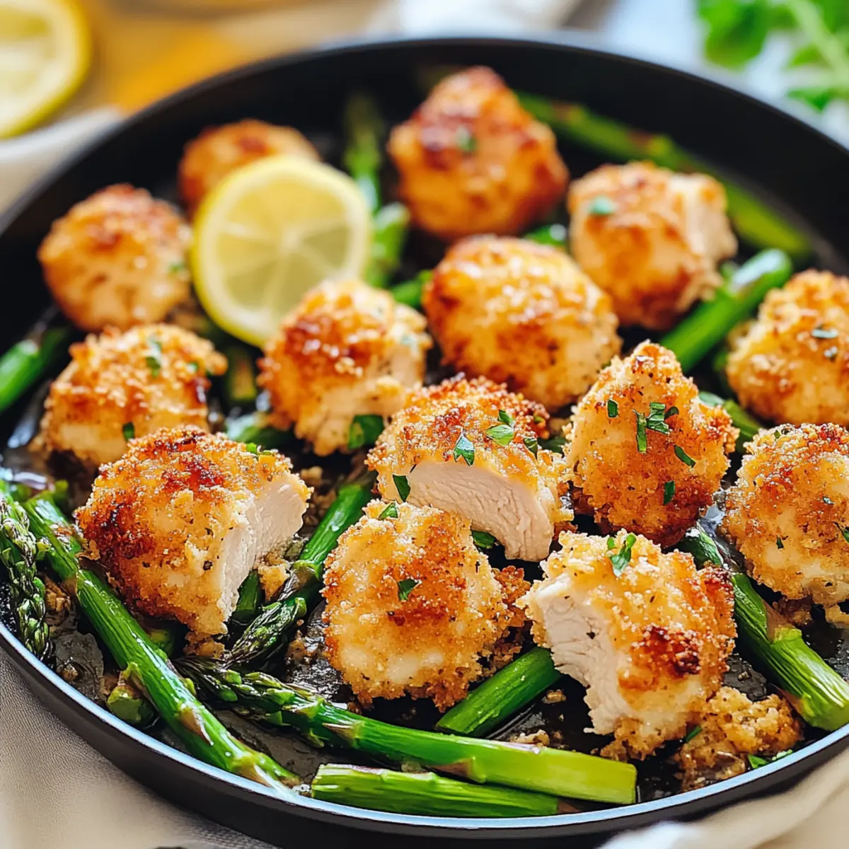 Baked Chicken Bites with Asparagus