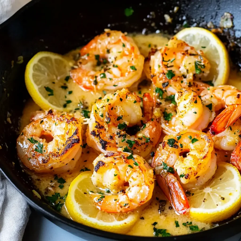 Lemon Butter Salmon Shrimp Skillet