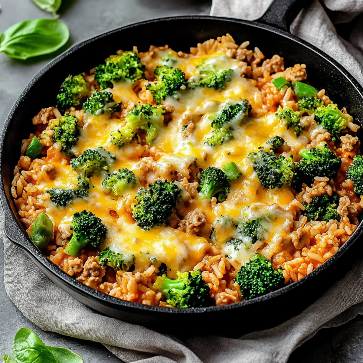 Ground Turkey Broccoli Cheese Rice Skillet