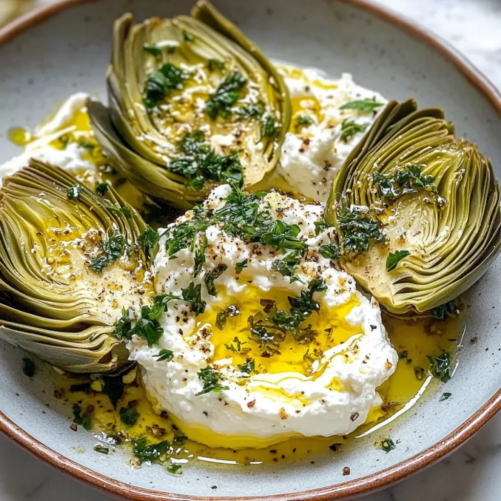 Artichokes on Whipped Ricotta with Herb Gremolata