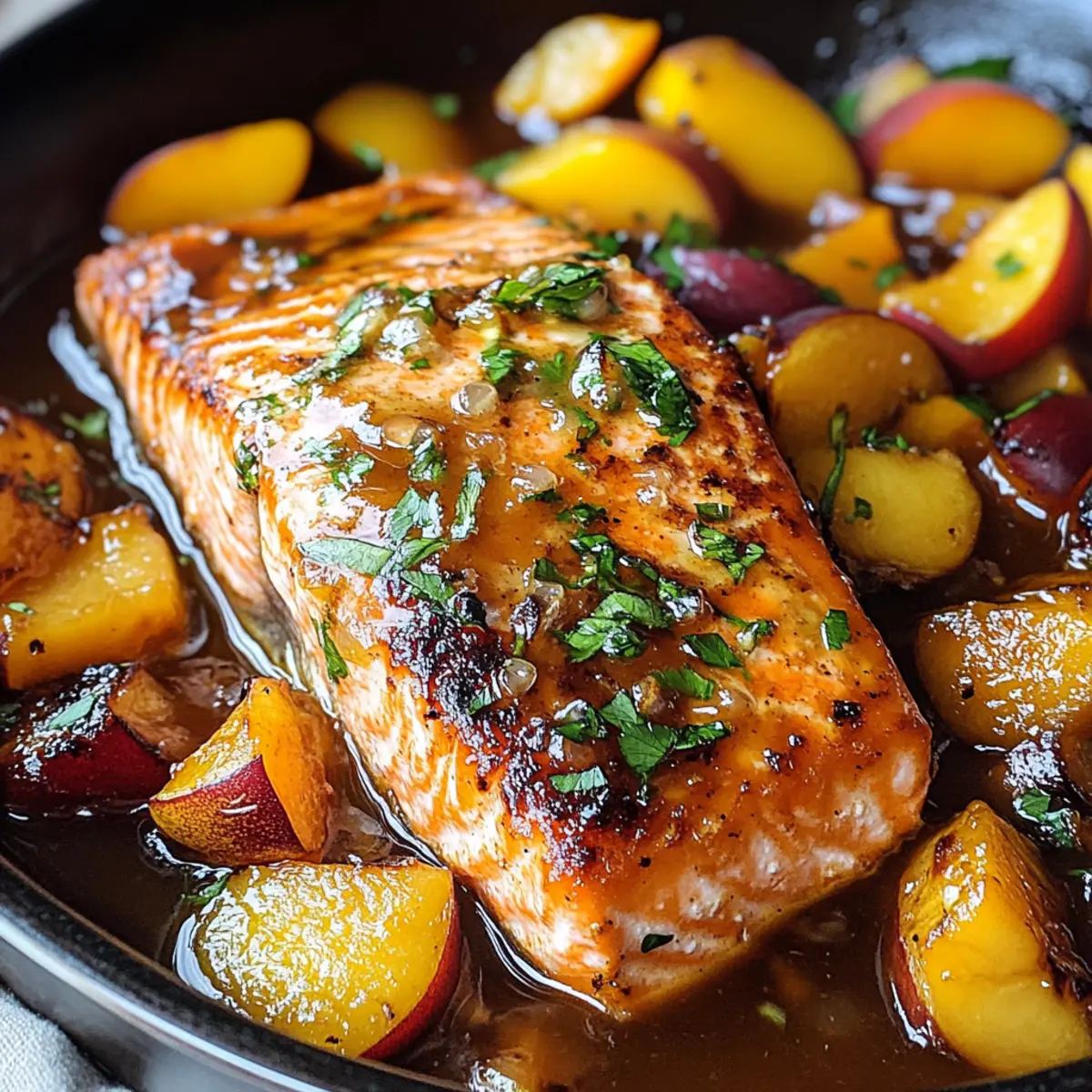 Bourbon Peach Roasted Salmon